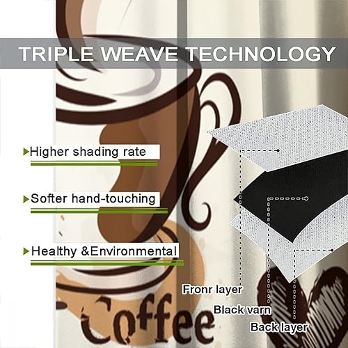 Miniatura 7 de YCness Cortinas de café para tratamientos de ventanas de cocina, juego de 2 paneles de 42 x 54 pulgadas