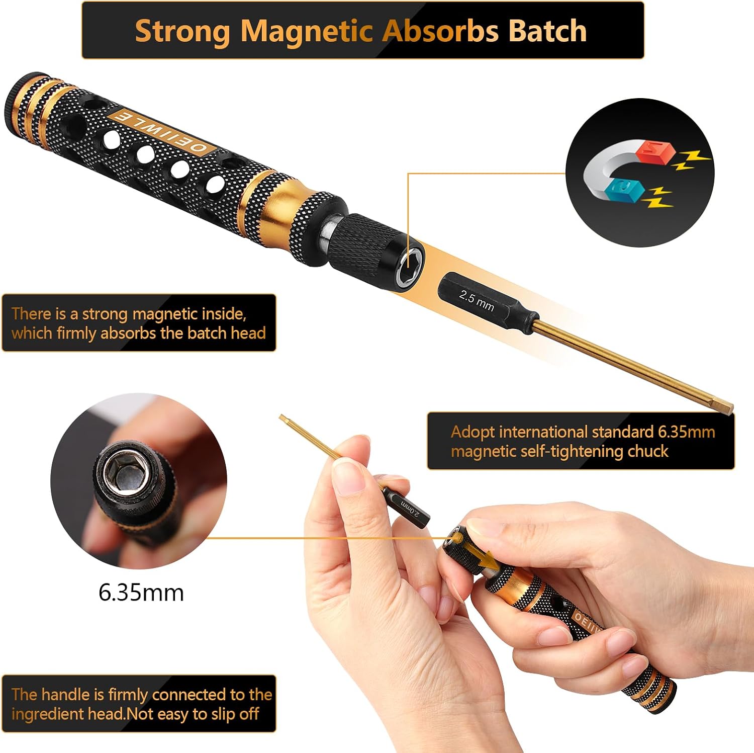 4in1 RC Hex Screwdriver Set, 1.5/2.0/2.5/3.0mm Hobby Car Tool Kit, Compatible with Traxxas Slash/Rustler 4x4/Arrma/Redcat/Axial/Tamiya RC, Buggy, Truggy, Drone, Boat, Robot Repair Tools