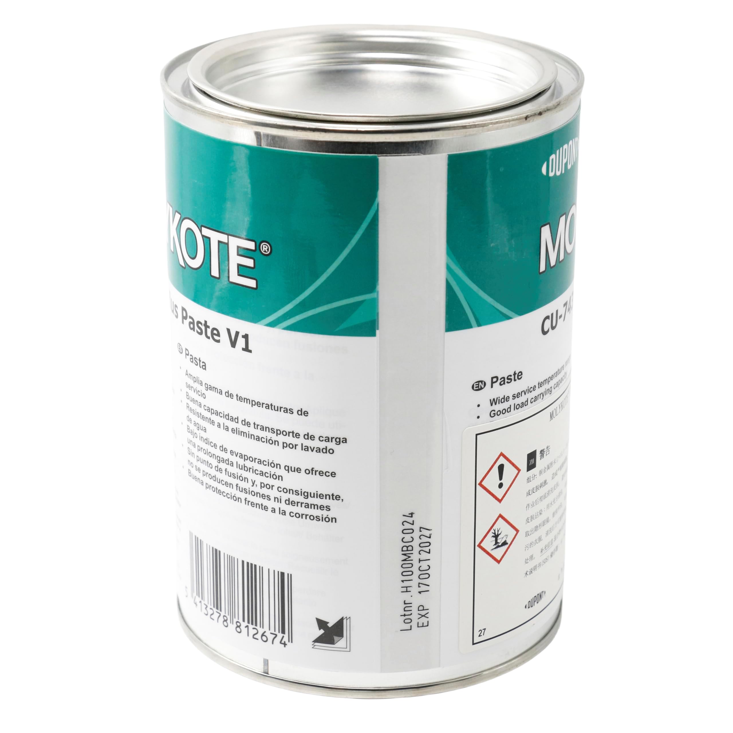 Molykote Cu-7439 Plus Paste V1 1kg Grasa Lubricante con Cobre en Polvo Alta Carga Anti-Atrancamiento Resistencia a la Corrosión Alta Temperatura