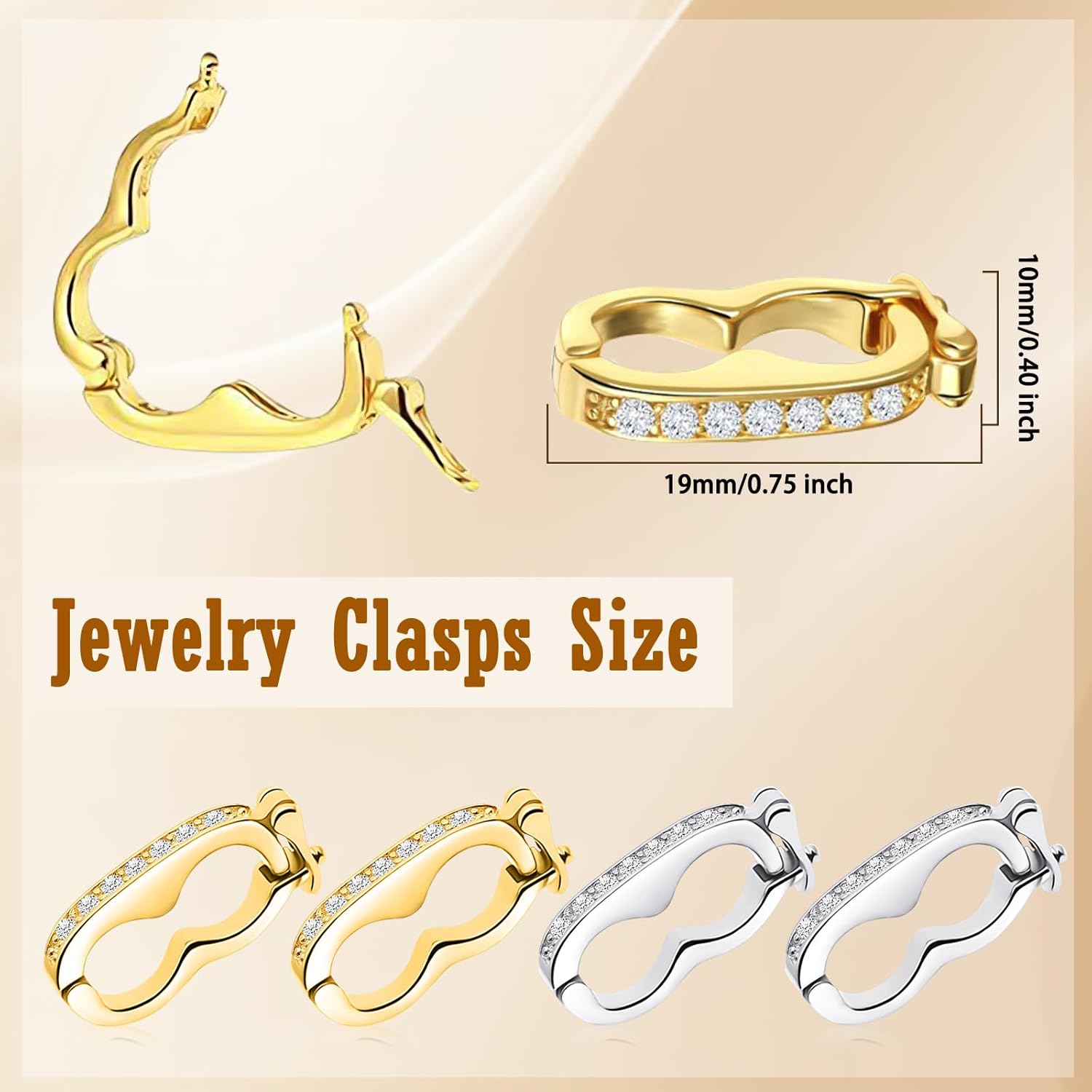 4PCS Necklace Shortener Clasp Pearl Enhancer Connector Clasps Cubic Zirconia Bracelet Push Clasps with Secure Lock for Jewelry Making DIY Crafts Necklace Chain Clip Bead Crystal Gemstone Clasp - Image 7