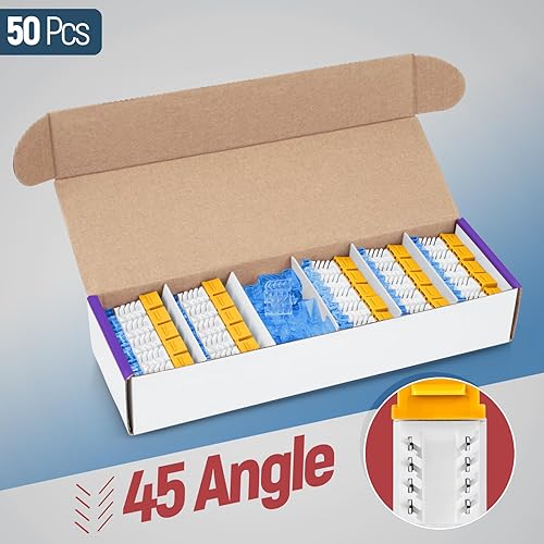 Miniatura 241 de Everest - Paquete de 50 conectores Keystone RJ45 Cat6 en ángulo de 45°, color blanco, conectores RJ45 hembra de perfil delgado, conector Keystone