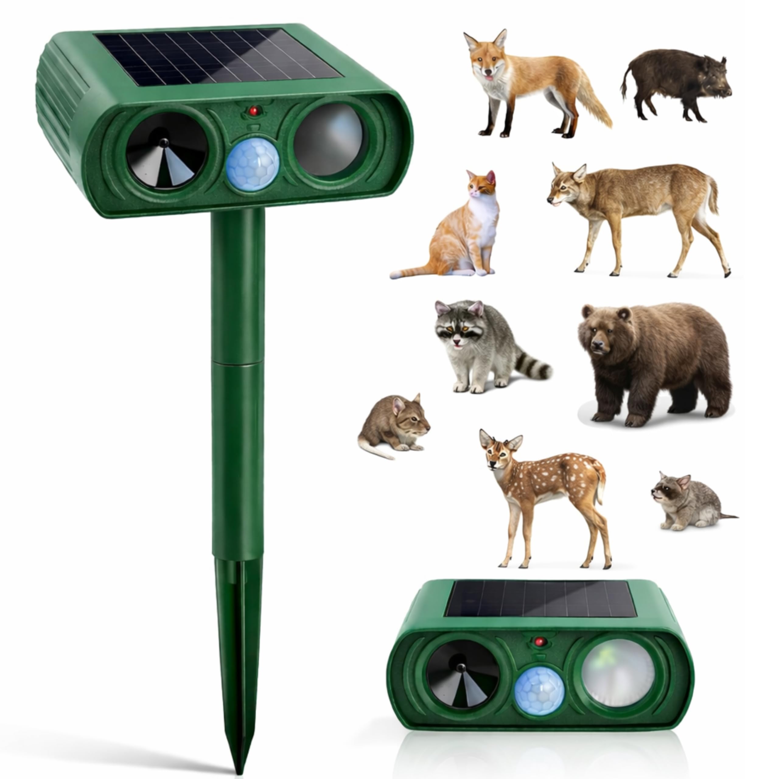 SNIFIT Solar Powered Animal Repellent Motion Sensor for Gardens - Ultrasonic Outdoor Animal Repeller with Adjustable Frequency & Waterproof Design -