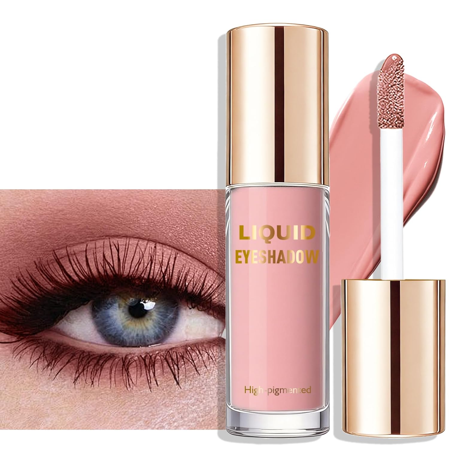 Warm Coral Matte Liquid Eyeshadow, Smooth Blendable High-pigmented Cream-to-Powder Nude Eye Shadow for Older Women, Crease-Resistant Neutral Eyeshadow Stick Multiuse Makeup for Eyes Cheeks