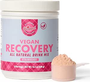 Untapped Strawberry Vegan Recovery Drink Mix, 8 Servings, 14.1 oz