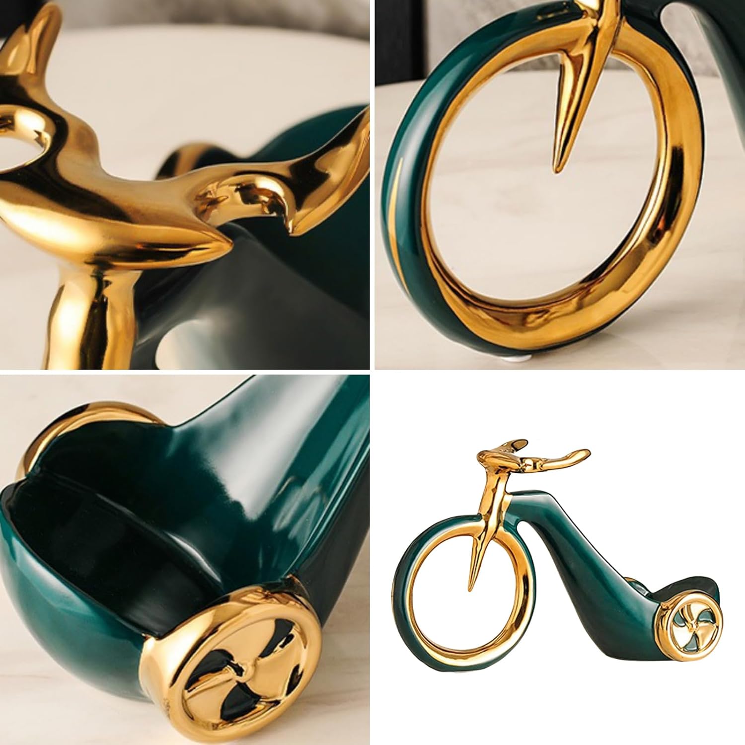 Bicycle Wine Bottle Holder Bicycle Statue Sculpture Tabletop Wine Rack Ceramic Wine Shelf Table Decoration Gift Home Decor Wine Rack,White