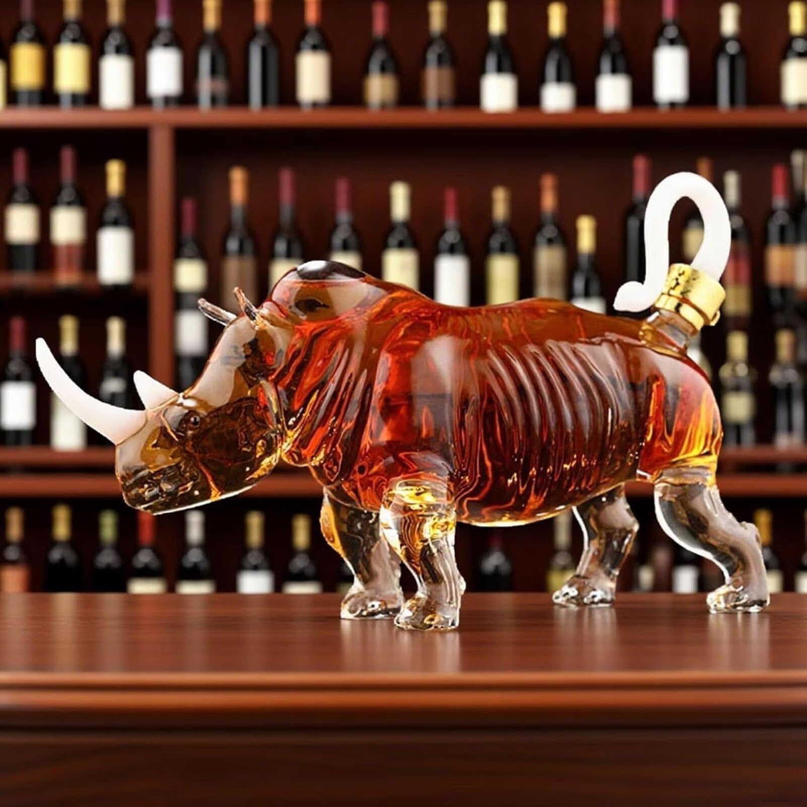 1000ML Decantador Whisky Arte Escultura - Escultura De Decantador De Whisky Con Forma De Rinoceronte En 3D, Botellas De Vino De Vidrio Novedosas, Regalo Para Hombres, Recipientes Para Vino