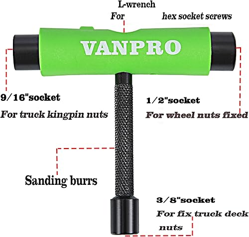 Vista 53 de Vanpro Herramienta de patinaje todo en uno. Se utiliza para la instalación y mantenimiento de varias patinetas y patines, etc.