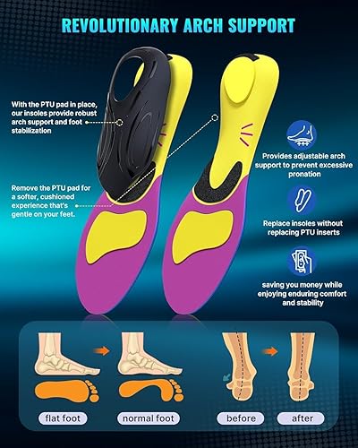 Vista 10 de Plantillas de soporte de arco para fascitis plantar: insertos de soporte de arco resistentes para mujeres y hombres más de 220 libras - Arco