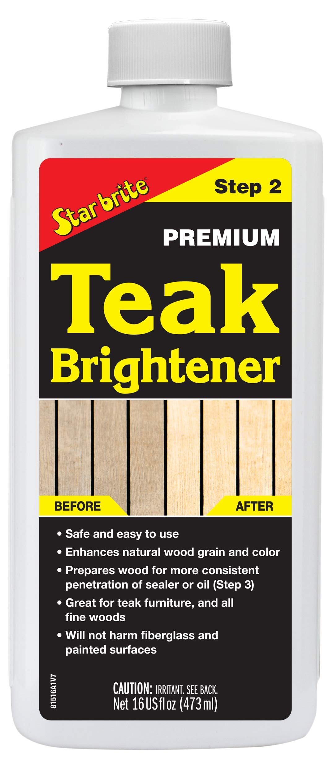 Premium Teak Brightener - Enhances Natural Wood Grain & Restores Tone & Color While Preparing for a More Consistent Application of Teak Oil, Sealer or Stain