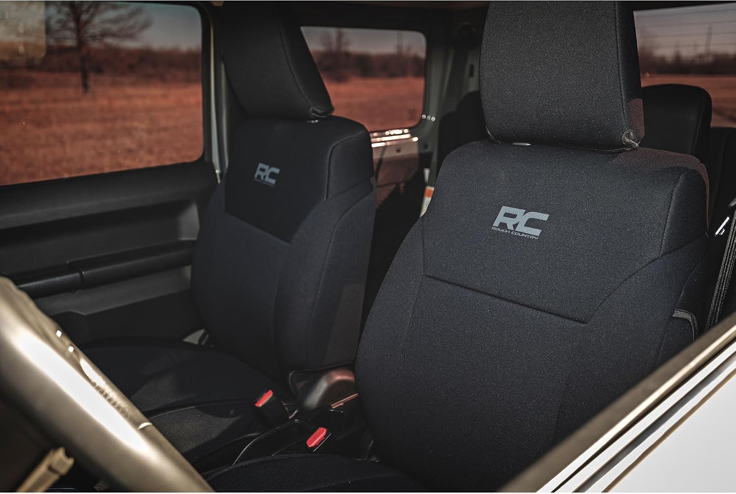 Rough Country Neoprene Seat Covers for Suzuki Jimny (2018-2025) - Waterproof & UV Resistant, Foam Padded, Front & Rear Seat Cover Set