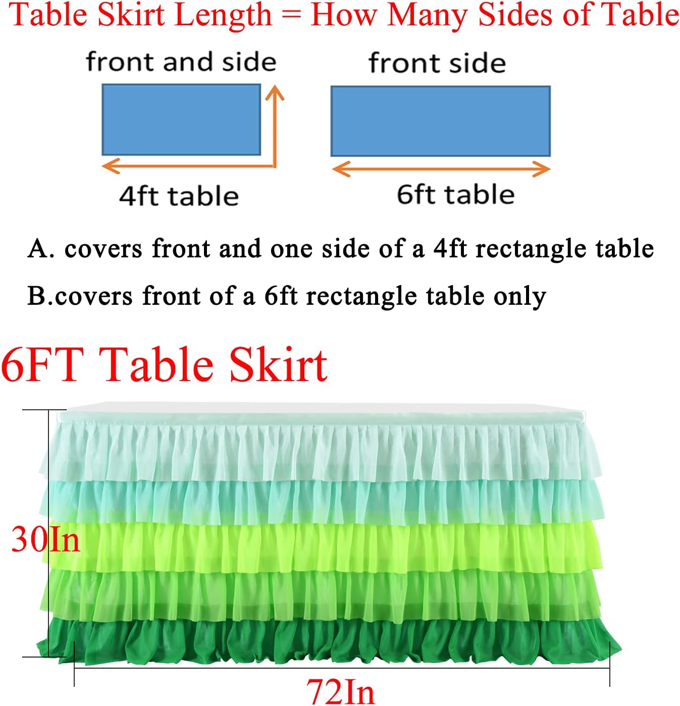 Grass Green Tablecloth Hawaiian Tutu Table Skirts for Rectangle Table 6ft Hawaiian Tropical Party Baby Shower Birthday Party