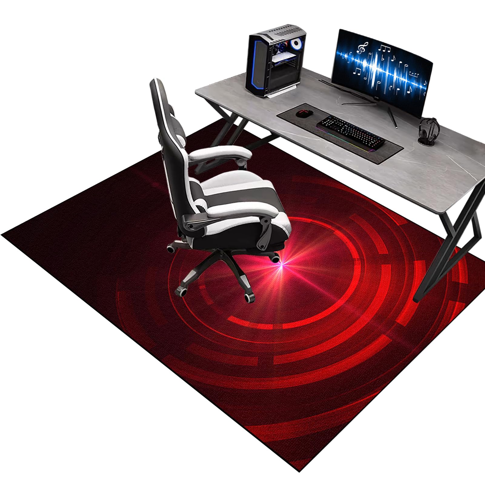 Office Gaming Chair Mats for Carpeted Floor, 80 x 120 cm Gaming Rug for Hard Floor, Desk Chair Floor Protector Mat for Carpet, Computer Floor Mat for Carpets, Floor Protector for Rolling Chair