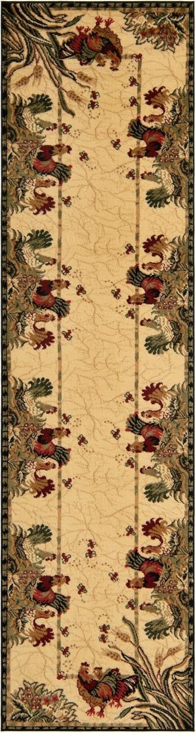 Rugs.com Pastoral Collection Rug – 10 Ft Runner Cream Medium Rug Perfect for Hallways, Entryways