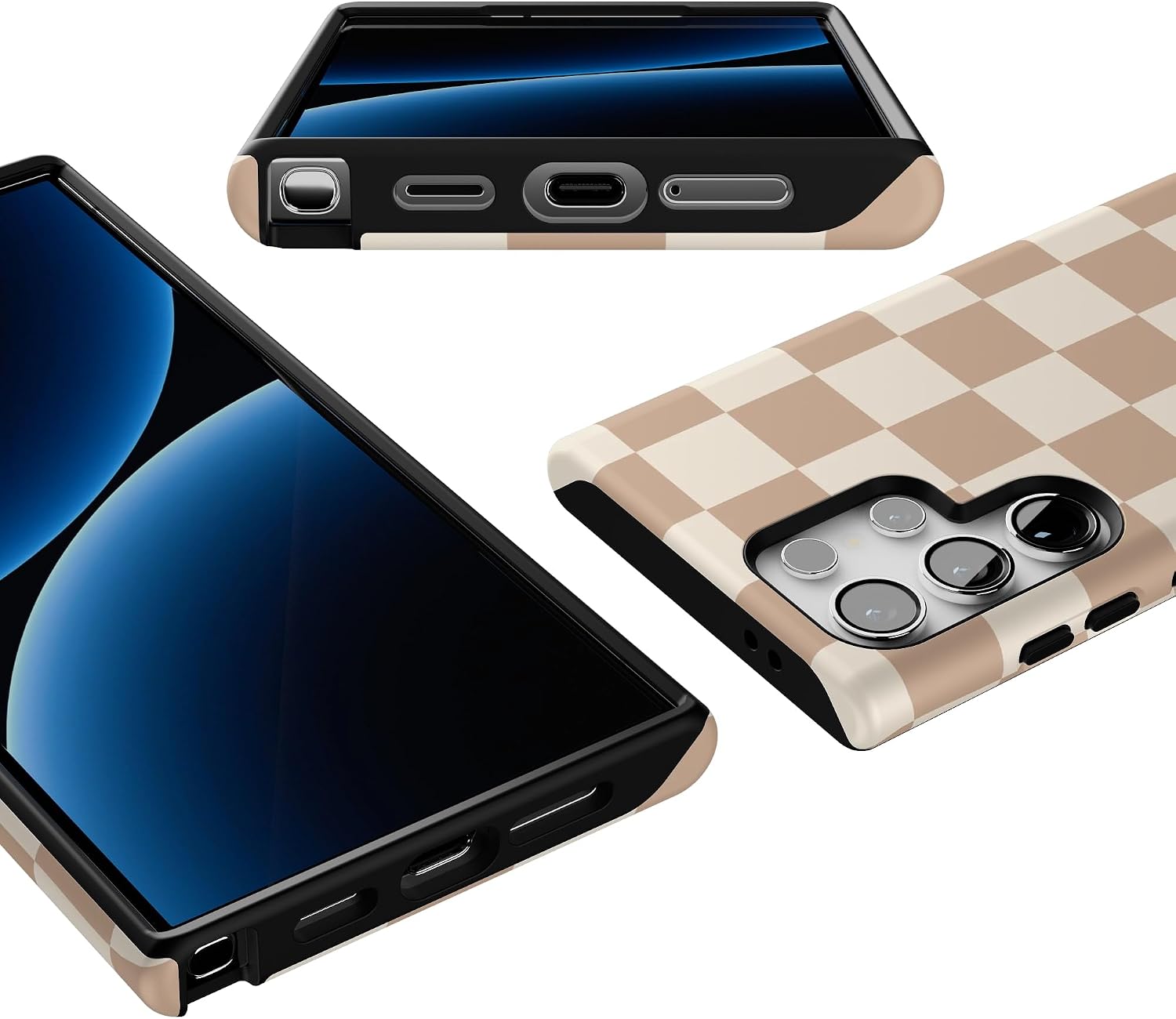 Casely Galaxy S24 Ultra Case | Fit Check | Neutral Checkerboard | Essential Slim Dual-Layer Protective Design