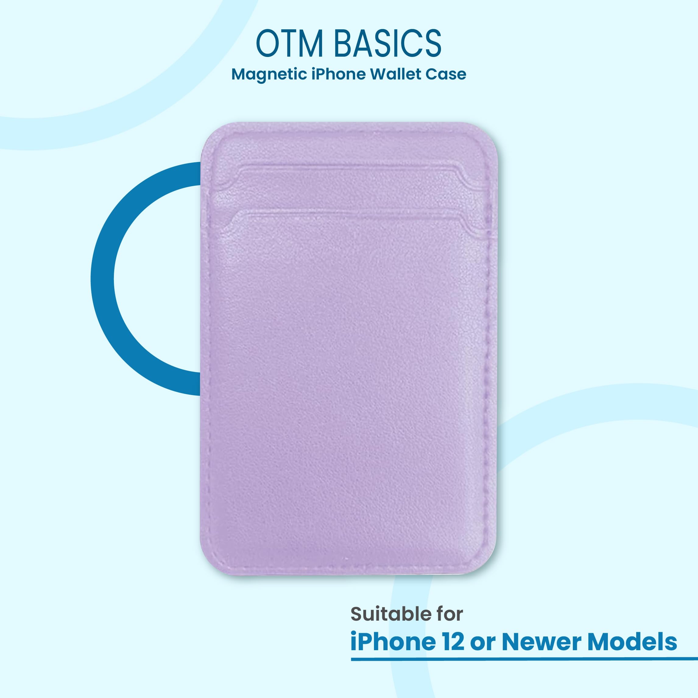 OTM Essentials Basics Faux Leather Phone Wallet Sleeves, Sleek Magnetic, Lightweight Compatible with Magsafe Devices, Holds Cards, Student ID, Pass, etc., Purple
