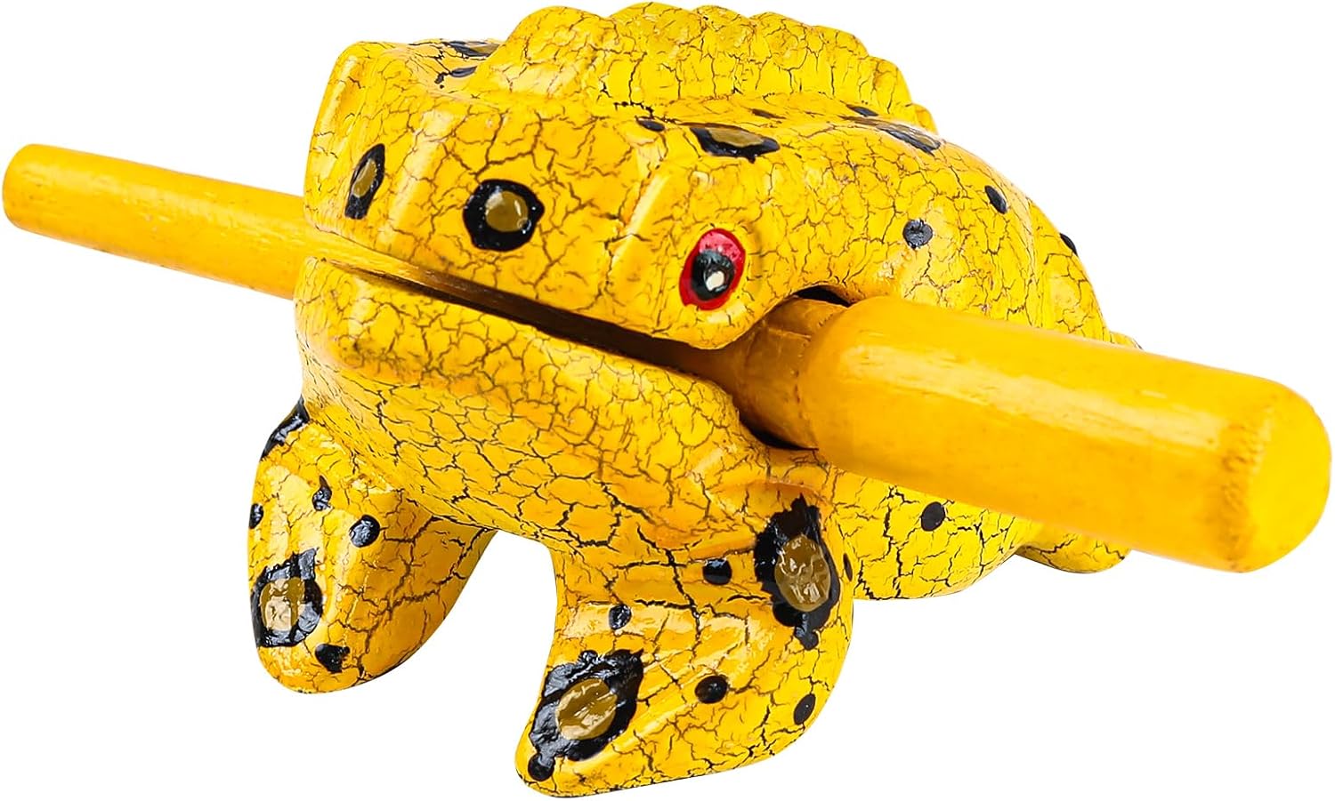 3.5 inch Frog Guiro Rasp Wooden Instrument (Painted Yellow)