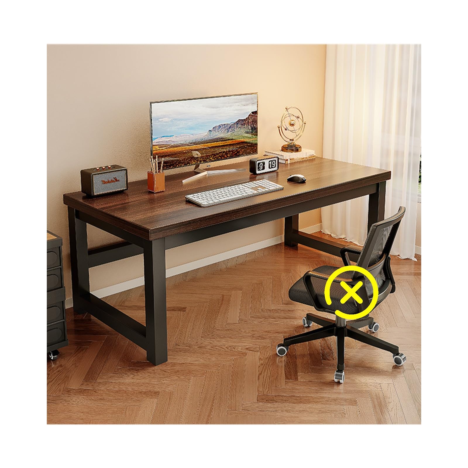 Bureau en noyer table de travail compacte de 50x80cm et meuble de jeu informatique