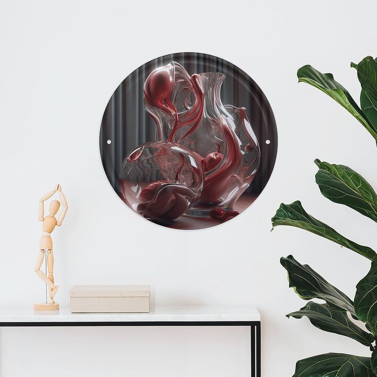 WEIHAKO Round Photo Frame Circular Iron Hanging Picture Modern Style Sculpture Wall Picture Round Metal Tin Sign Wall Art Prints Wall Photo Frame for Bedroom Living Room Bathroom Decor