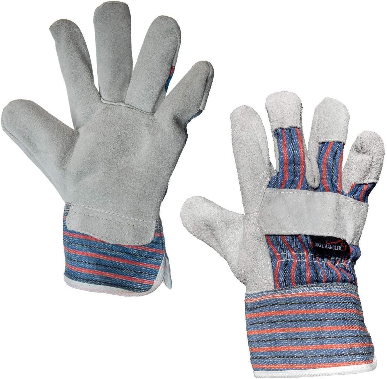 SAFE HANDLER Work Leather Gloves with Cool Cotton Lined Backing Lightweight & Versatile Split Leather Safety Cuff Work Gloves - Image 9