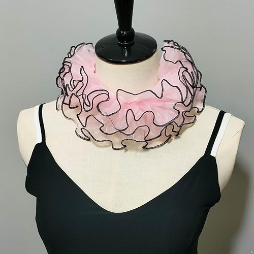 Miniatura 2 de Aislor Vintage Organza Ruffle Fake Collar Elizabelthan Cuello Ruffle Collar Ensambles Clown Neck Collars