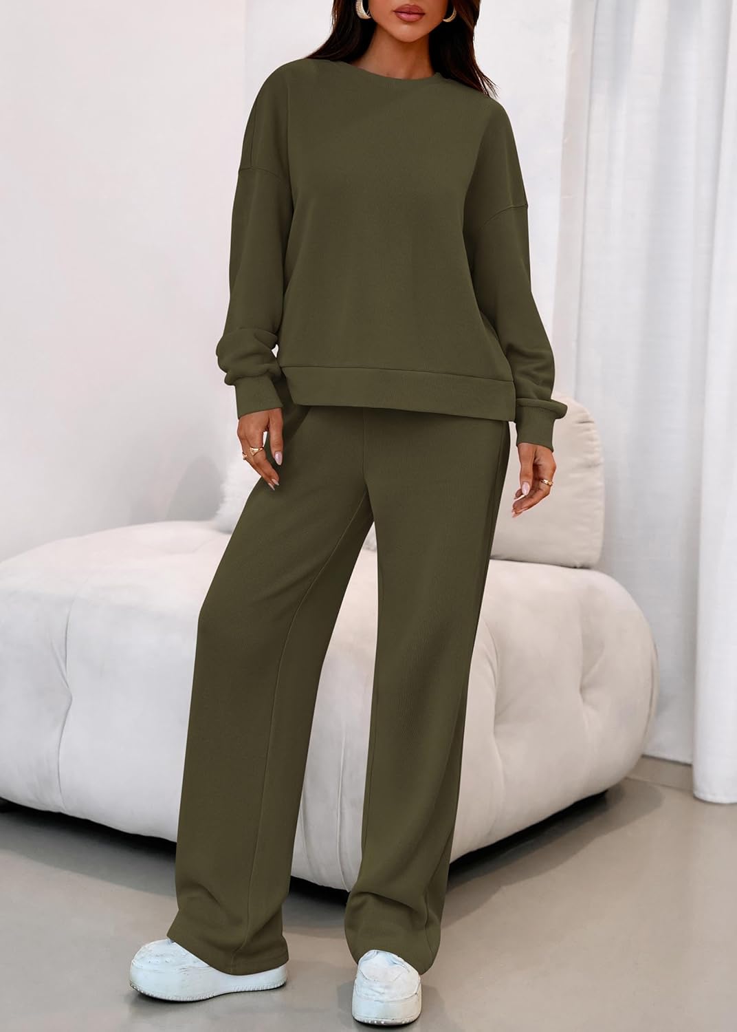 KIRUNDO Spring Fall Sweatsuits Women 2 Piece Outfit Lounge Sets 2026 Matching Airport Travel Sweatshirt Sweatpants Tracksuit - Image 7