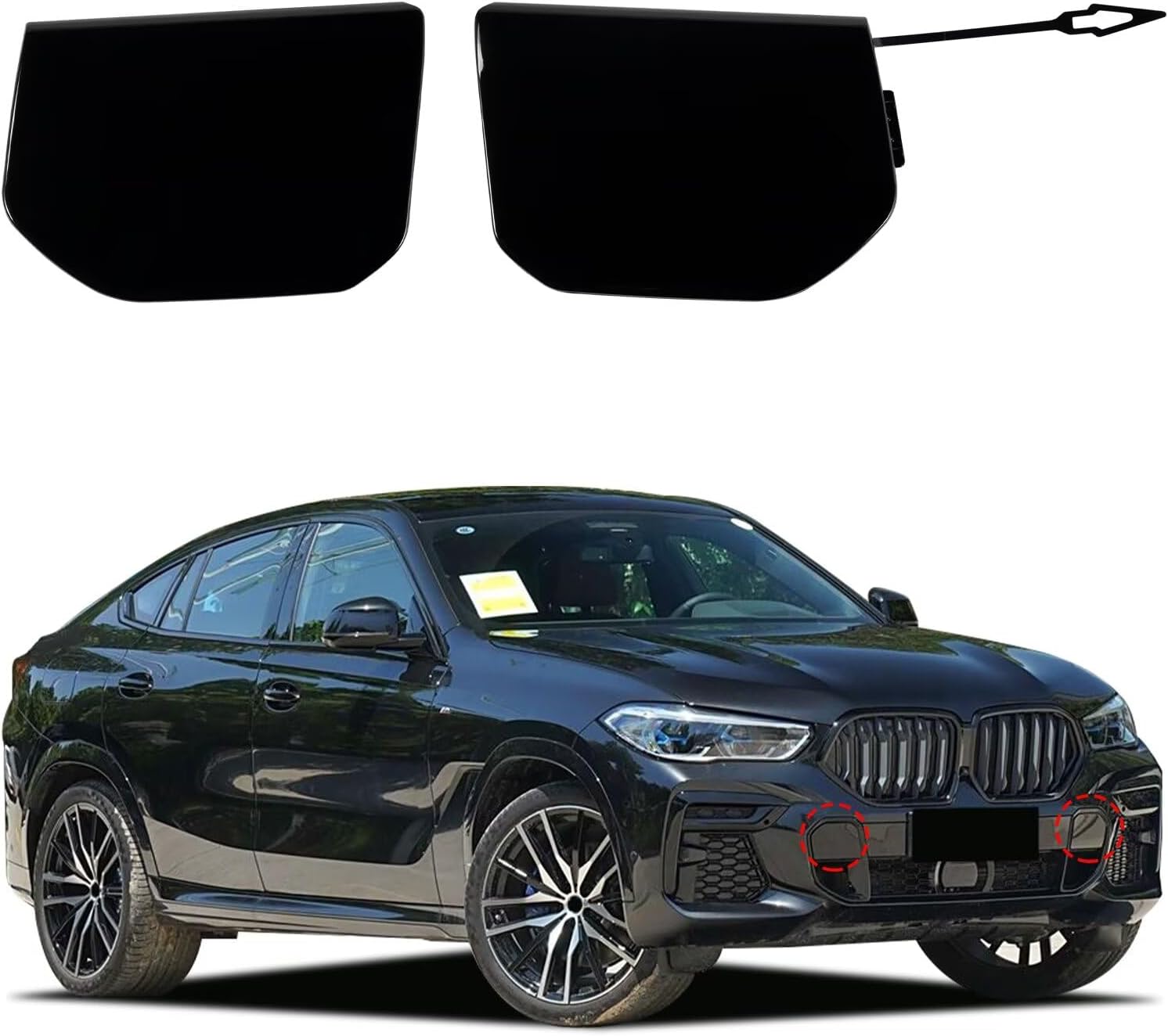 Front Bumper Tow Hook Cover Cap Towing Eye Fit for BMW X6 G06 M-Sport Fit 30dX 30iX 40iX M50dX M50iX xDrive sDrive 2020 2021 2022 51118092345 51118069949(Right Passenger Side)