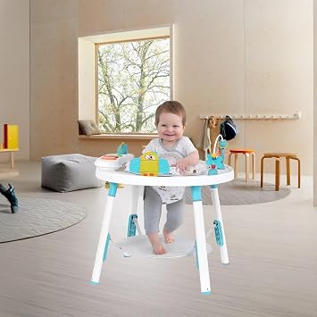 UBRAVOO Baby Activity Center,3-in-1 Baby Bounce Along Toys with Removable Toys and 360° Rotating Seat - Ideal for Infant Development and Entertainment (Blue)