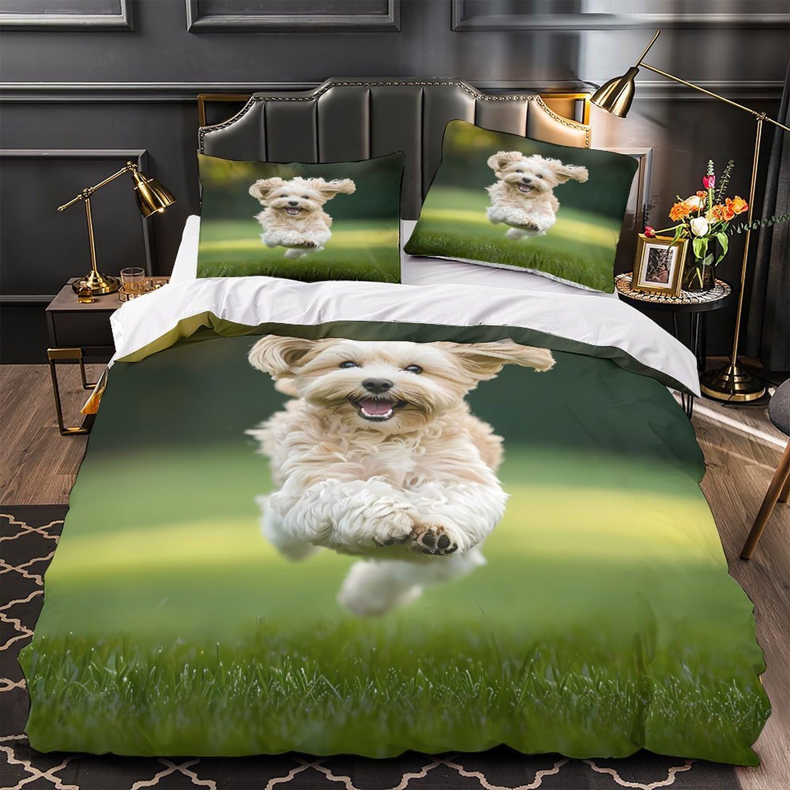 Housse de couette dragon hypoallergique fermeture éclair pour grand lit de 2 personnes