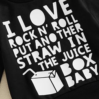 Karuedoo Toddler Baby Boy Clothes Letter Print Long Sleeve Sweatshirt Top Guitar Pants Set 2Pcs Fall Winter Outfit