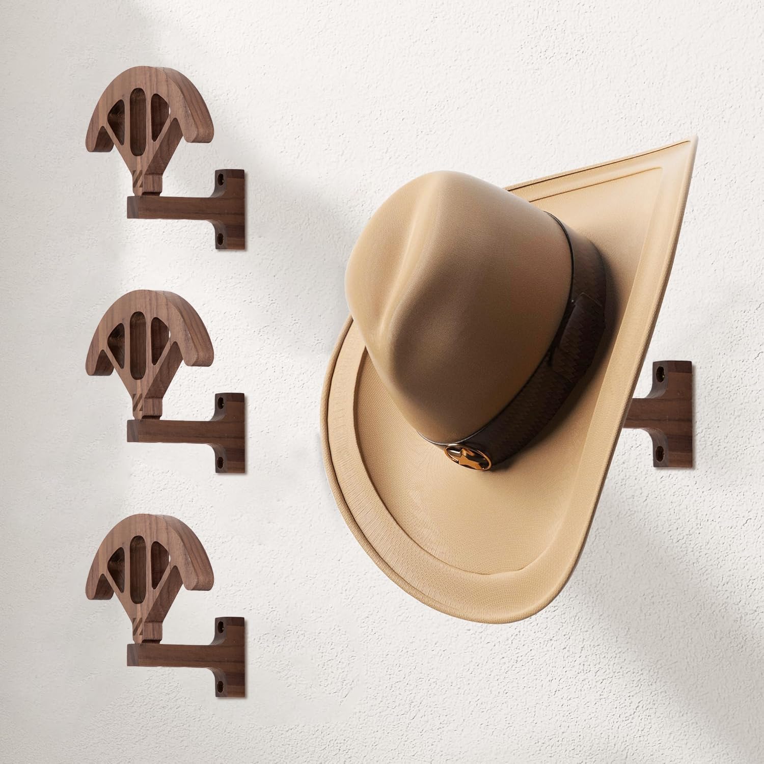 Cowboy Hat Rack for Wall Walnut Hat Hooks Cowboy Hat Holder Wooden Decor Rustic Hat Hanger for Storage Closet Bedroom Living Room Rust Western and Unique Gifts ASIN (1) image 4