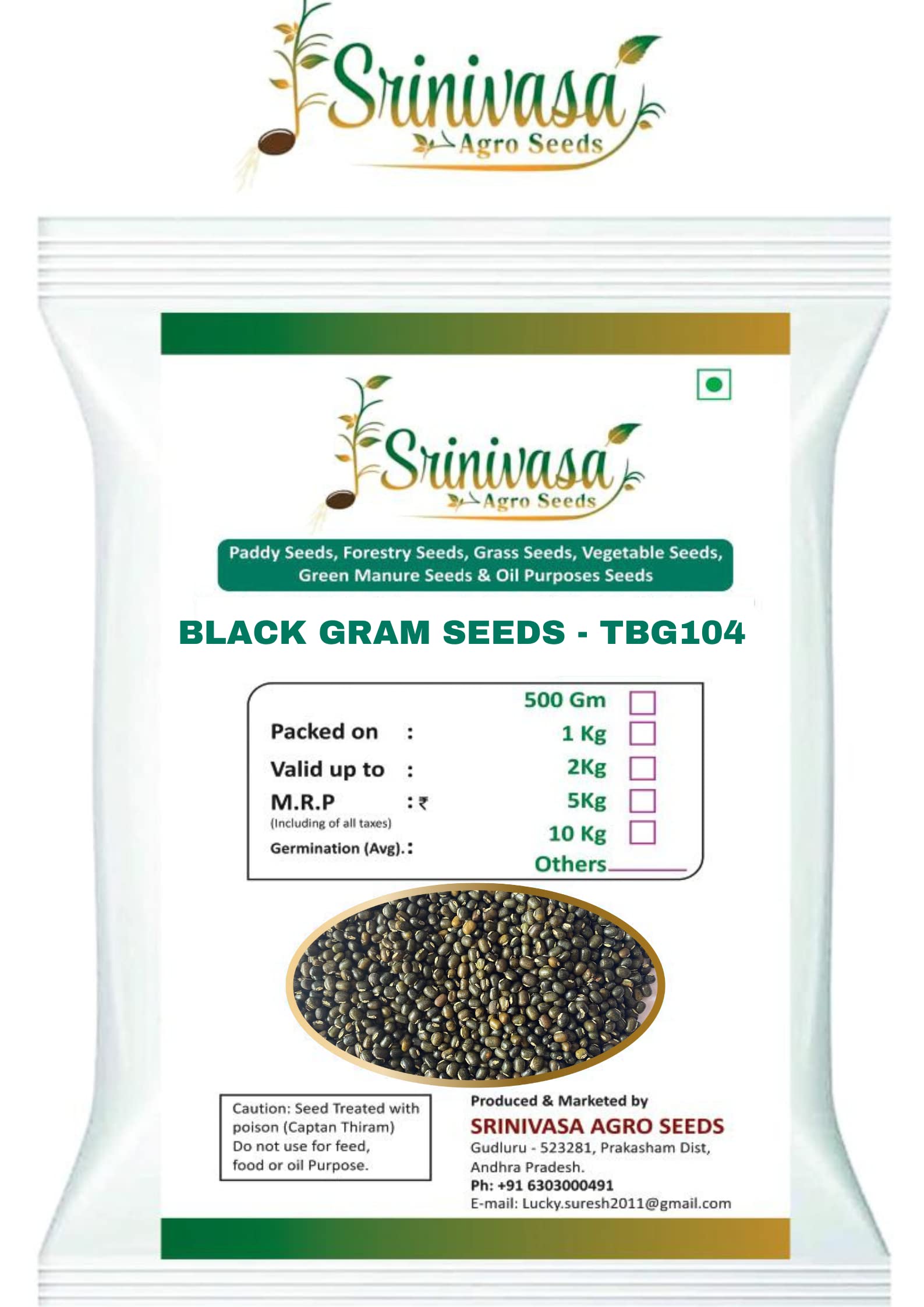 Srinivasa Agro Seeds Black Gram TBG 104 Seed | Natural Black Bean Seeds for Farming (10 Kg) (B0C2HG8LNY) Amazon Price History, Amazon Price Tracker