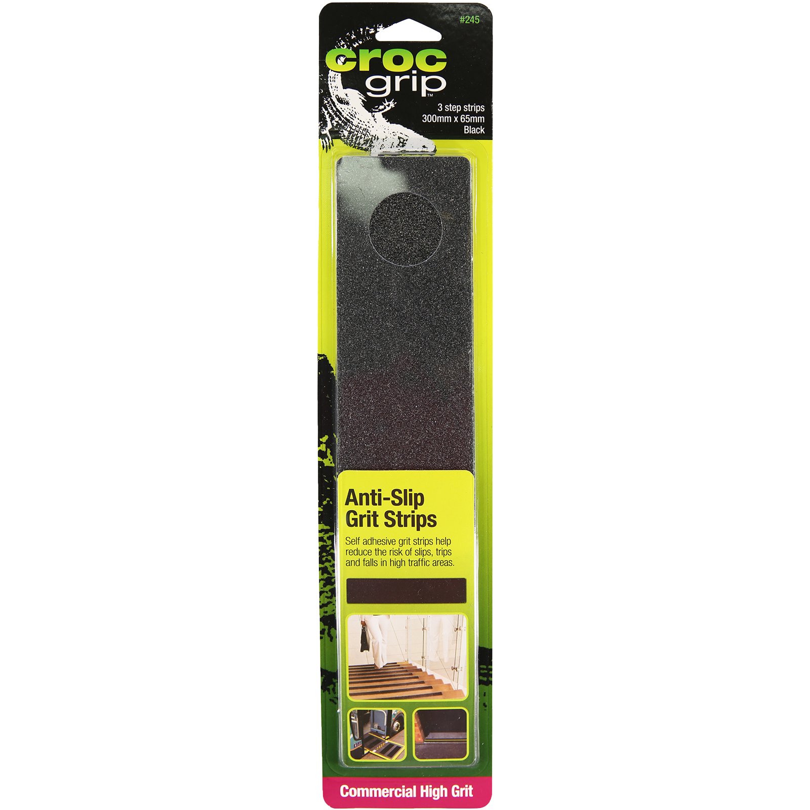 Croc Grip Black Commercial High Grit Anti-Slip Steps - 3 Pack