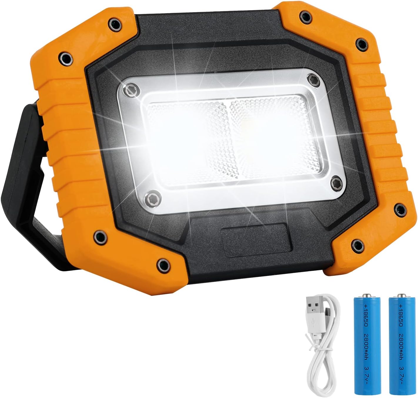 KAMEUN Work Light 30W Camping Light 2000LM Outdoor Battery Powered COB Floodlight Super Bright Portable Security Light USB Waterproof for Garage Hiking Fishing