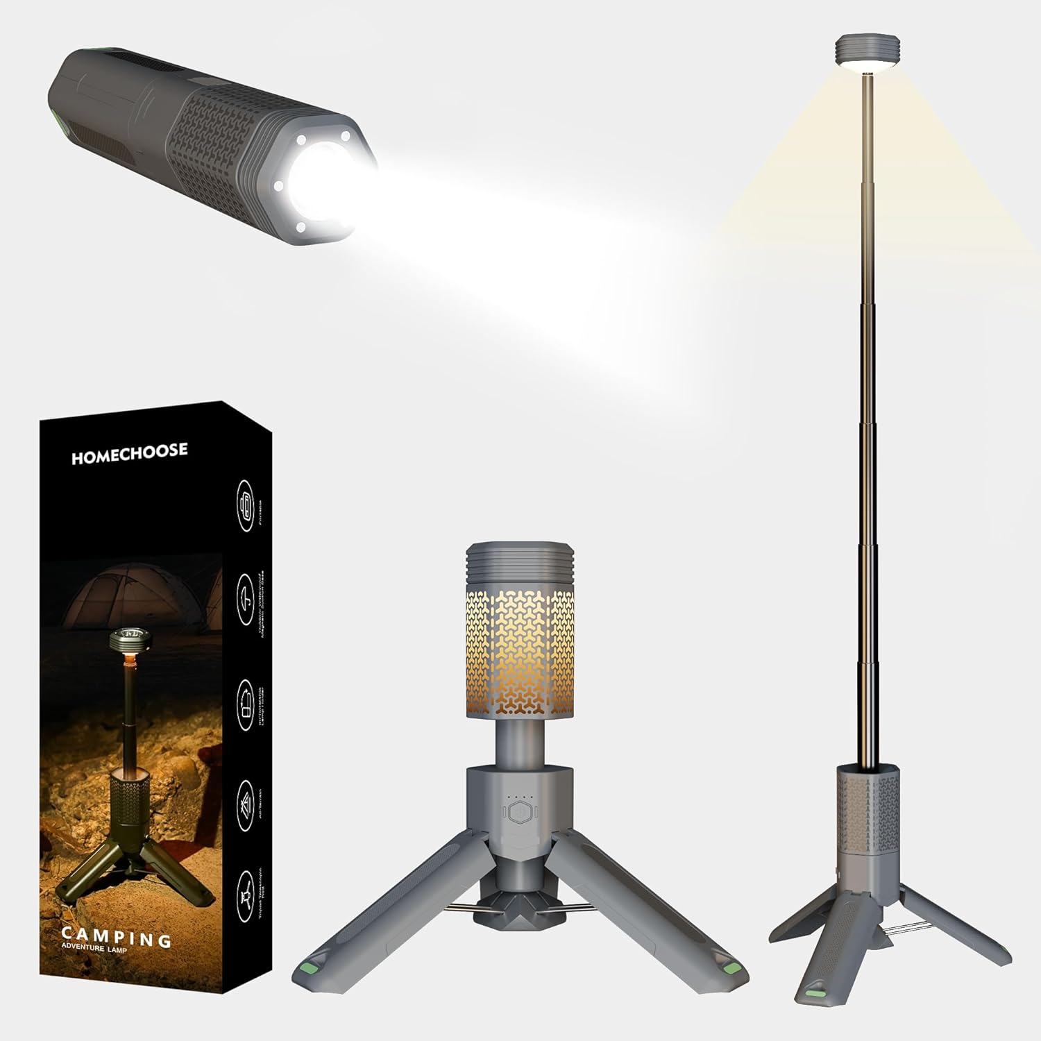 Telescopic Camping Light with Stand, Rechargeable LED Camping Lantern 10500mAh Power Bank, 480LM Dimmable Portable Work Light with Magnetic Base and SOS, Waterproof for Camping Hiking Emergency Garage