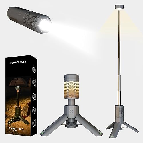 Miniatura 1 de Luz telescópica para campamento con soporte, linterna de campamento recargable de 10500 mAh, linterna portátil regulable con bolsa de