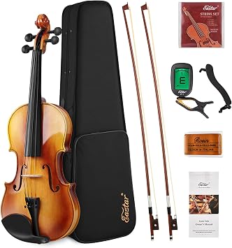Eastar Violin 4/4 Solid Wood 2 Bows for Beginners and Advanced Violin Players EVA-330