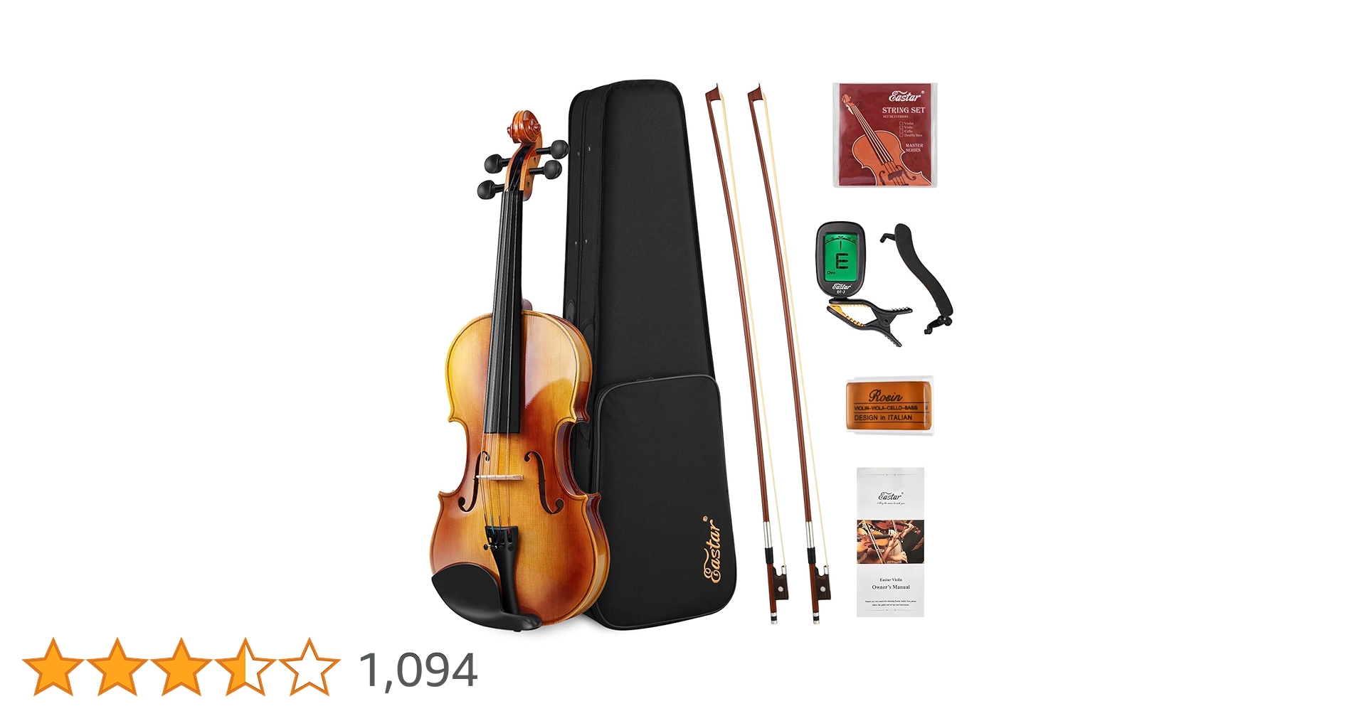 Eastar バイオリンセット EVA-3 4/4 Amazon.com: Eastar 4/4 Violin Set Full Size Fiddle Solidwood