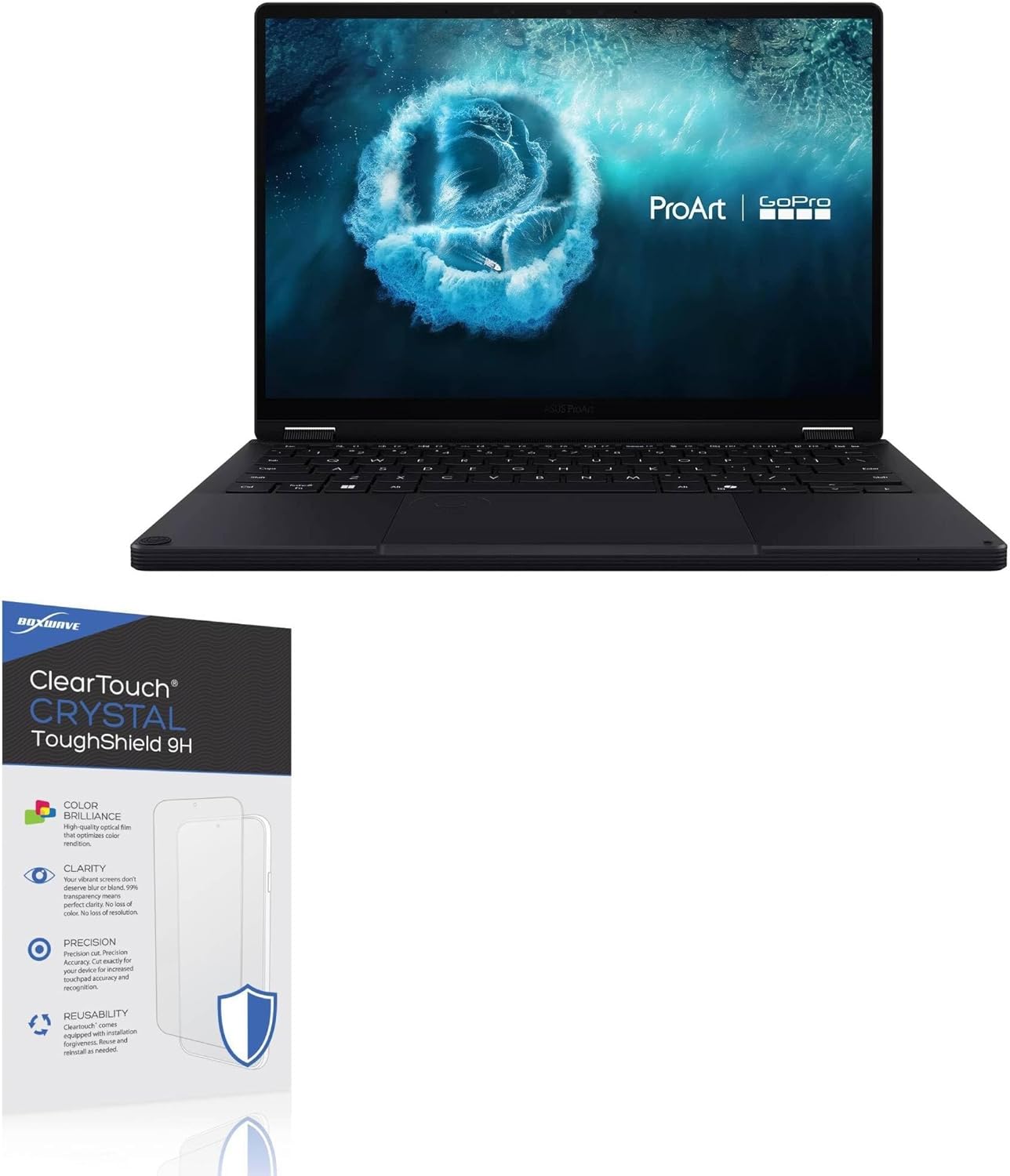 BoxWave Screen Protector Compatible with ASUS ProArt GoPro Edition (13.3 in) - ClearTouch Crystal ToughShield 9H (2-Pack), Clear 9H Tough Flexible Film Screen Protector