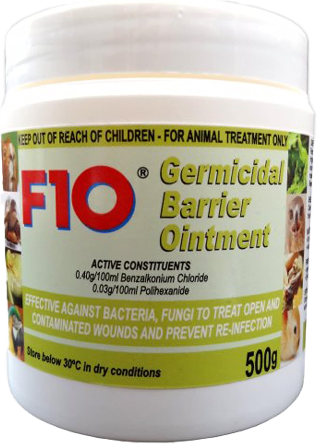 F10 Germicidal Barrier Ointment 500g Use on Small Animal, Reptile, Caged Bird, Rodent