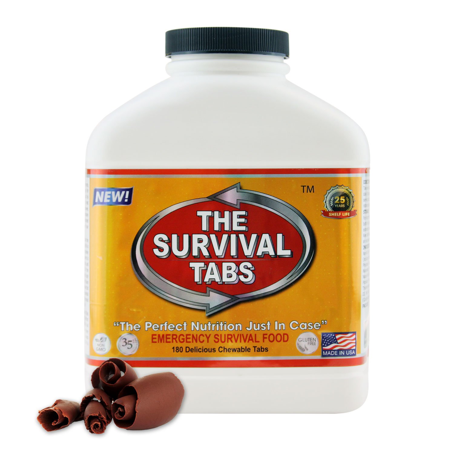 Survival Tabs 15-day Food Supply x 10 Bottles Gluten Free and Non-GMO 25 Years Shelf Life - Chocolate Flavor