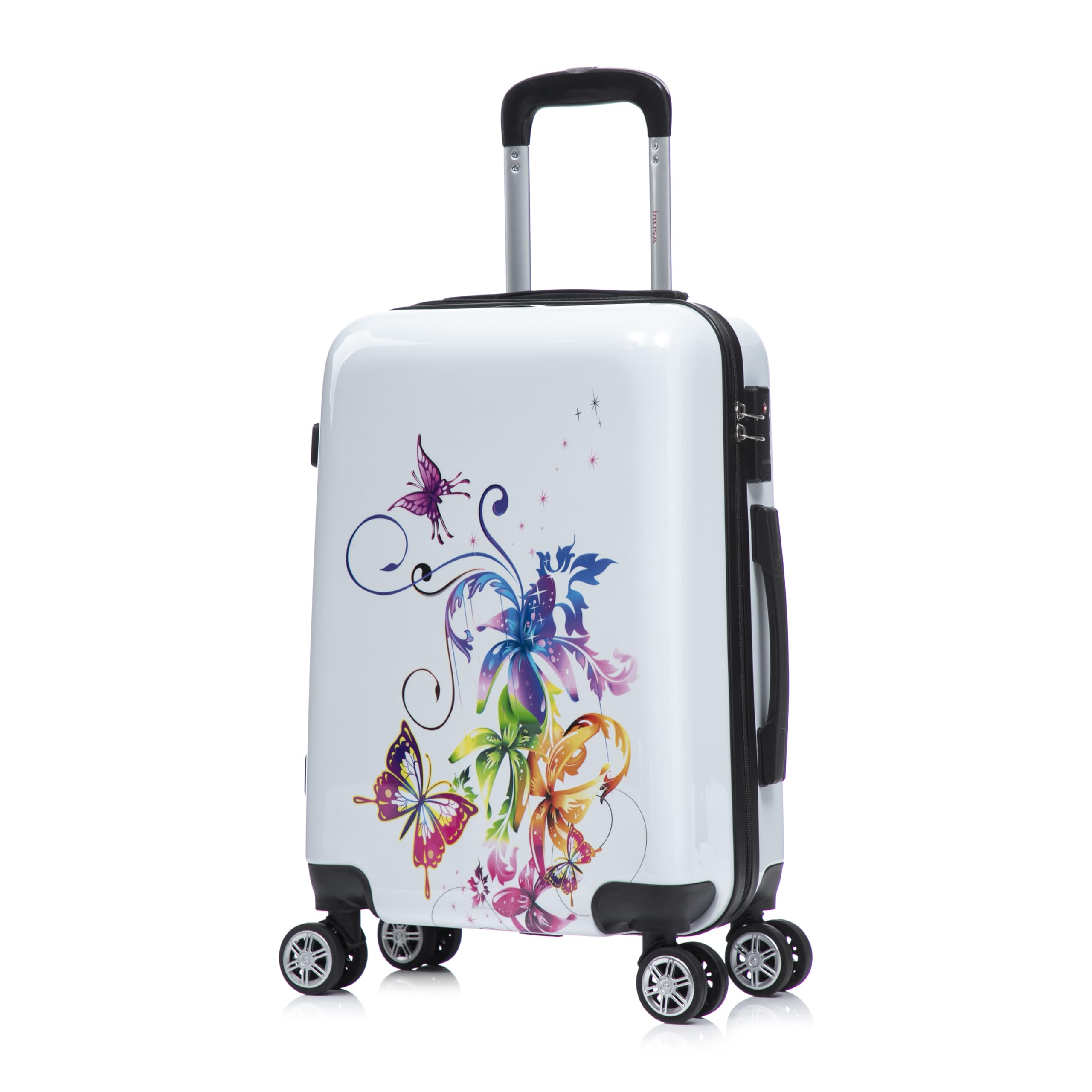 InUSA Fusion Print Luggage with Spinner Wheels | Durable Lightweight Hardside Suitcase | Travel Bag with Handle and Trolley | 20 Inch Carry-On Spinner Luggage