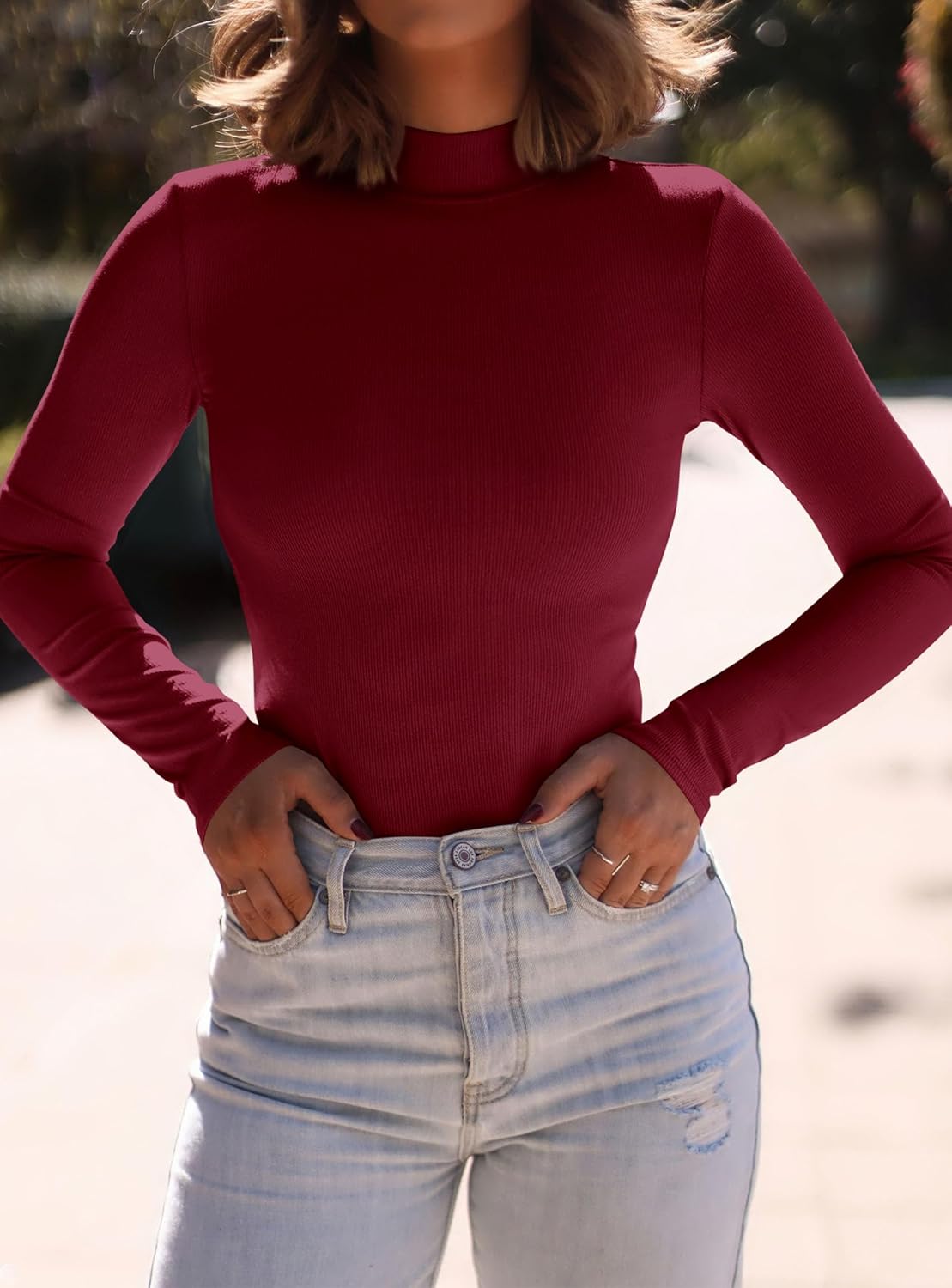 PRETTYGARDEN Women's Turtleneck Long Sleeve Shirts 2026 Fall Basic Tees Ribbed Fitted Tops Thermal Layering Knit Top Clothes - Image 3