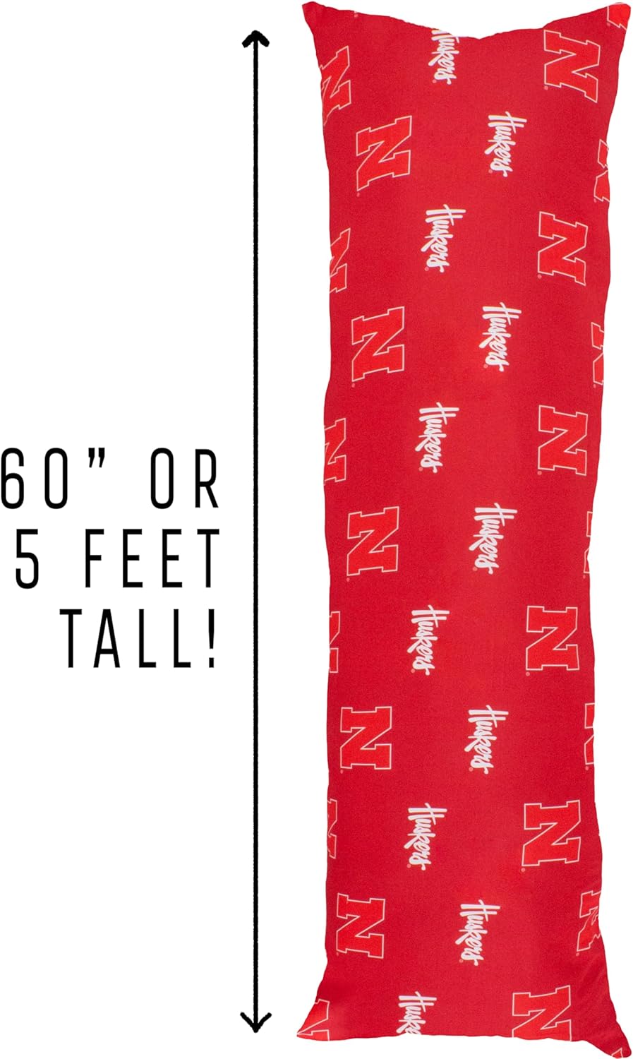 College Covers Everything Comfy Nebraska Cornhuskers Printed Body Pillow, 20" x 60"