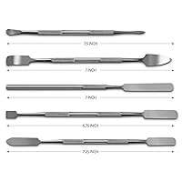 Vista 2 de SURGICAL ONLINE Juego de 5 espátulas de metal, herramientas de acero inoxidable de doble cara, acabado de espejo alto, agarres de dedo integrados.