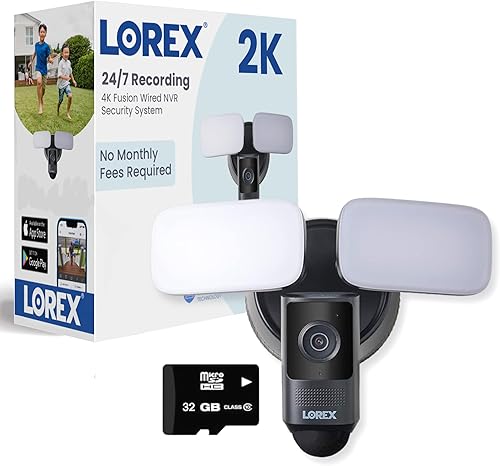 Lorex Cámara de reflector Wi-Fi 2K con LED ajustables, detección de movimiento inteligente, conversación de 2 vías, visión nocturna a color, color