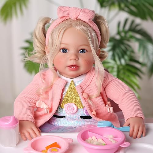 Miniatura 7 de BABESIDE Muñeca realista de bebé recién nacida de 20 pulgadas con pelo rubio, muñeca de bebé recién nacida hecha a mano, incluye ropa, para niños a