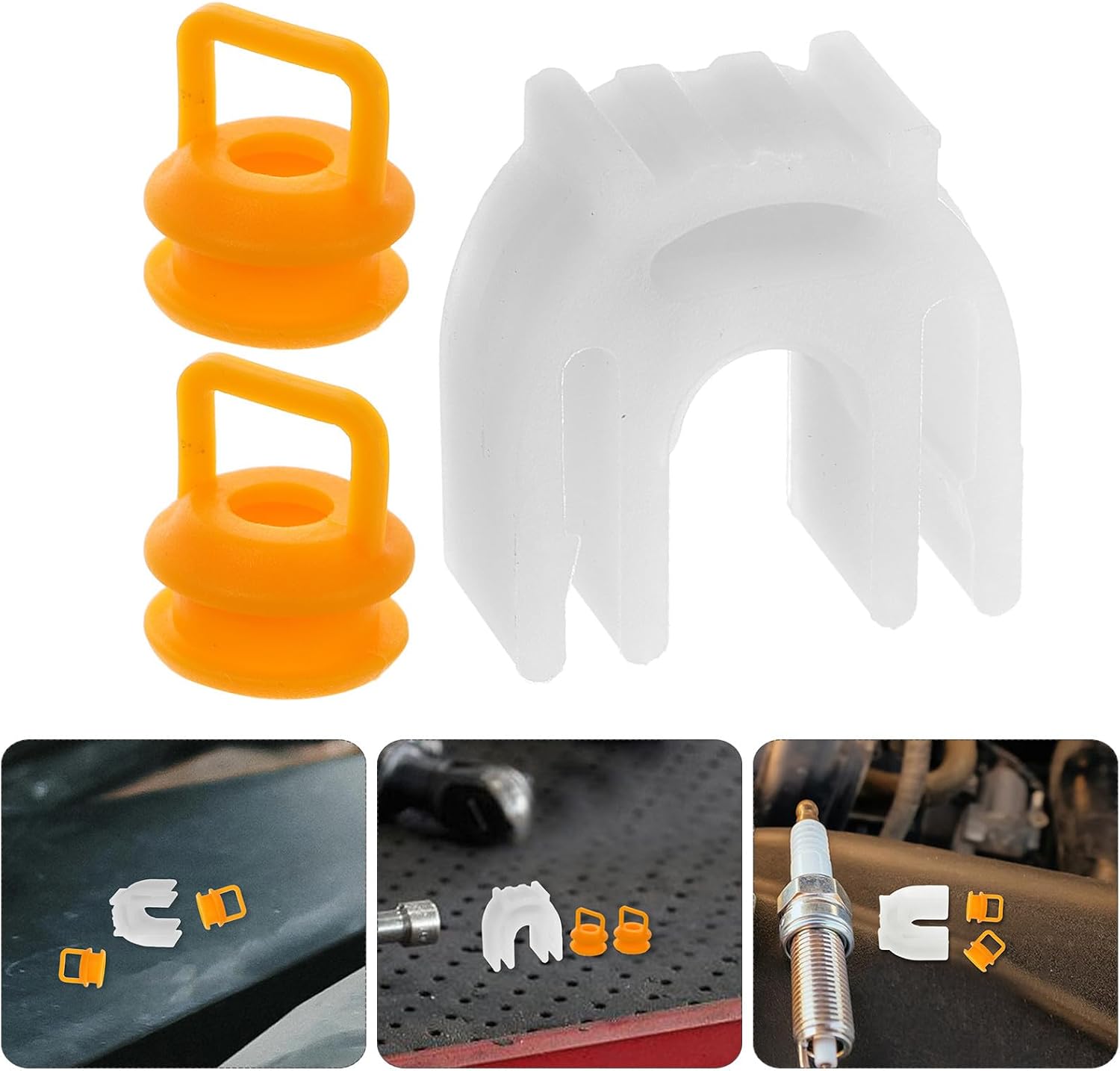 Car Shifter Cable Bushing Kit 3pcs Orange Transmission Shift Linkage Bushing Replacement for Select Mid-size Pickup and Sedan Vehicles