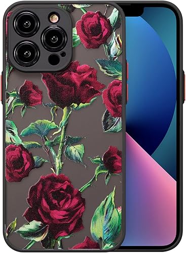 Miniatura 1 de XIZYO Funda diseñada para iPhone 13 Pro de 6.1 pulgadas, diseño de estampado floral de rosa, funda delgada para niñas y mujeres, funda protectora de