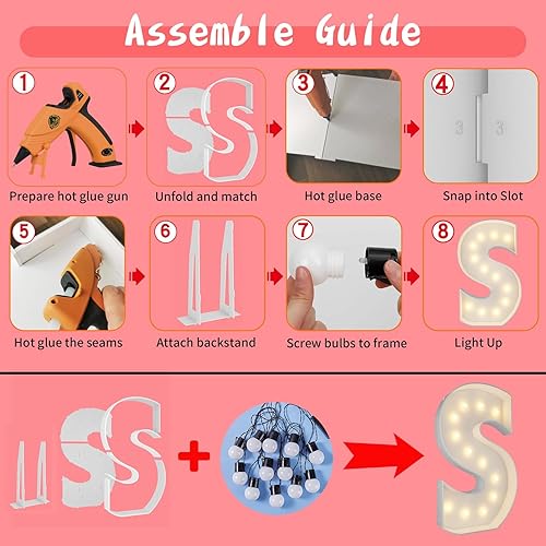 Miniatura 4 de Letras iluminadas de marquesina de 4 pies, letra S grande de marquesina para baby shower, cumpleaños, compromiso, boda, decoración de fiesta