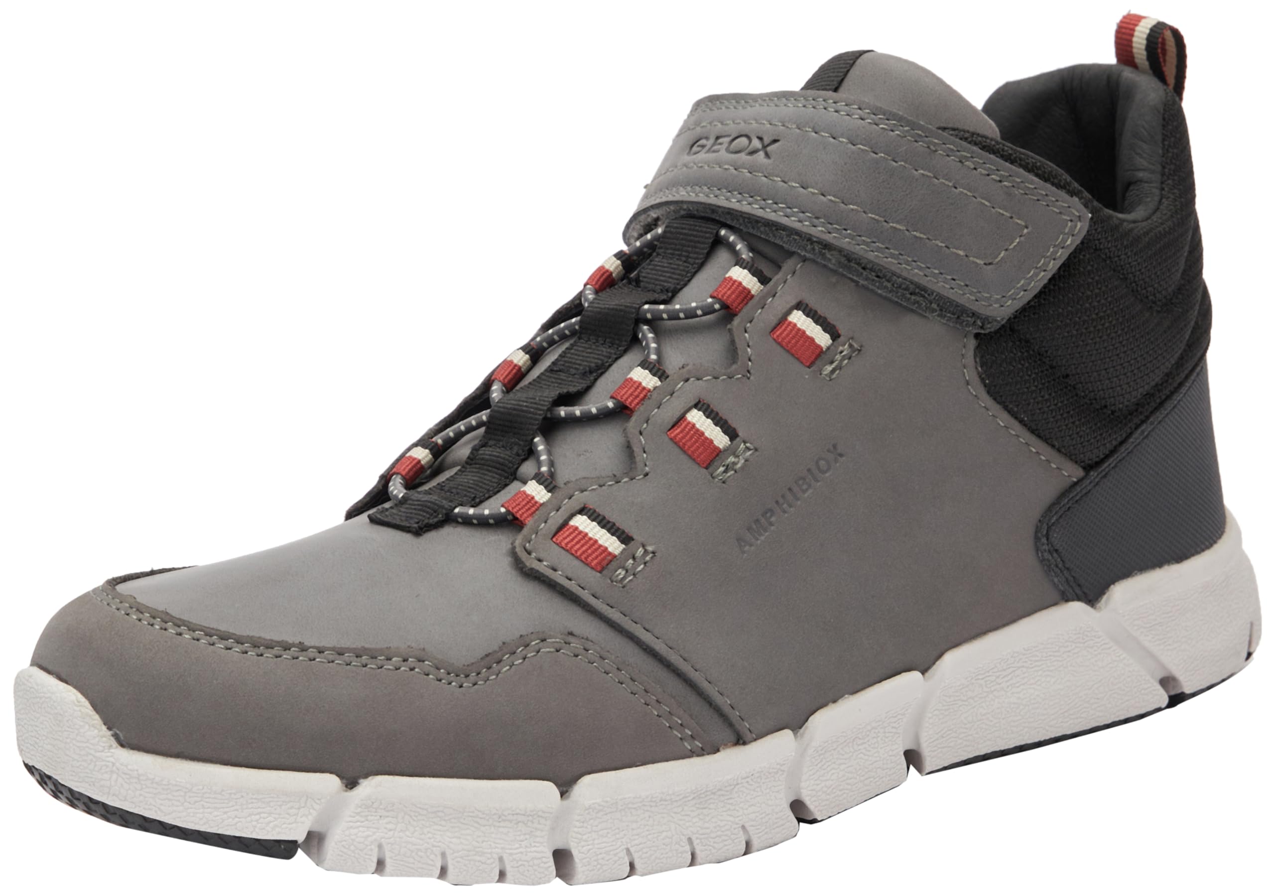 Geox J Flexyper Boy B ABX Ankle Boot, Grey Dk Red, 2.5 UK